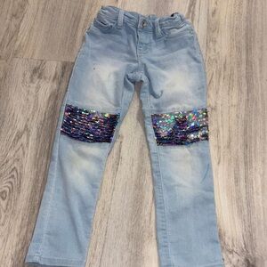 Sparkly Light Blue Kids Jeans with Sequin Accents